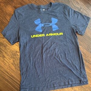 Under Armour Men's Navy and Yellow Logo Tee